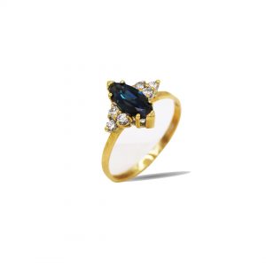 18 Karaat goud / Diamanten 0,52ct / Saffier 1.39ct